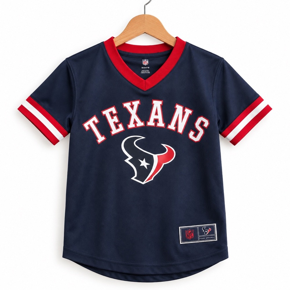 NFL Houston Texans Deshaun Watson Jersey Kids Small 8 Navy Blue Red V-Neck Shirt